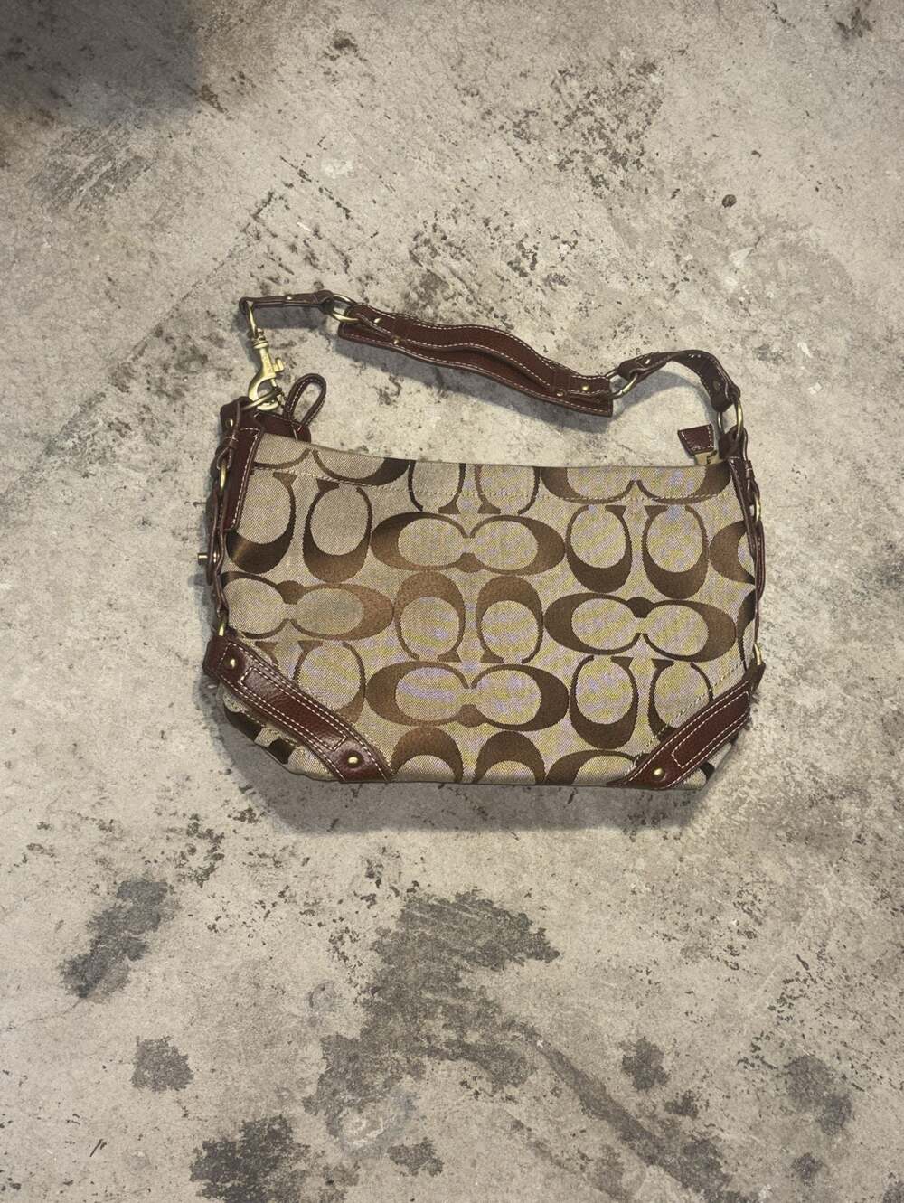 Coach Signature Jacquard Shoulder Bag with Leather Trim  (No. F04U-10619)